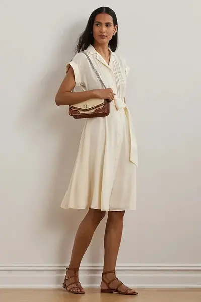 Šaty Lauren Ralph Lauren béžová barva, midi, 250963711