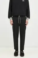 Kalhoty s příměsí vlny Drôle de Monsieur Le Pantalon Cropped pánské, černá barva, jednoduché, PERM-BP167-PL127-BL