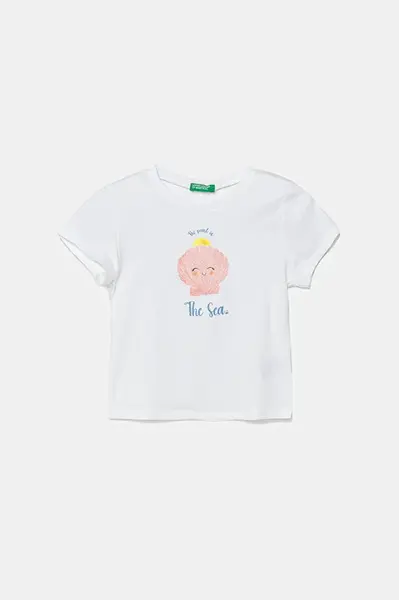 Dětské bavlněné tričko United Colors of Benetton bílá barva, 3I1XG10JJ