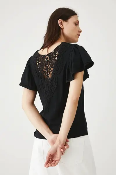 Bavlněné tričko Medicine dámské, černá barva, odkrytá záda