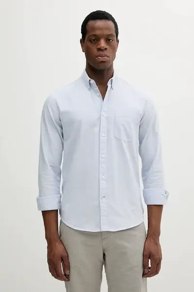 Bavlněná košile Pepe Jeans ANDREW pánská, modrá barva, regular, s límečkem button-down, PM308843