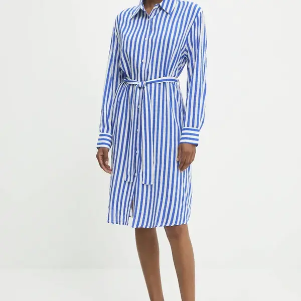 Šaty s příměsí hedvábí Answear.LAB modrá barva, mini