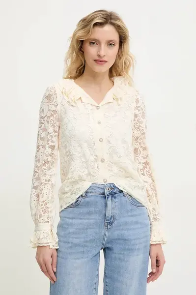 Košile Answear.LAB dámská, béžová barva, regular, s klasickým límcem