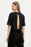 Bavlněné tričko Tommy Jeans černá barva, DW0DW20324