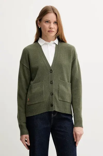 Vlněný kardigan Polo Ralph Lauren dámský, zelená barva, 211914536