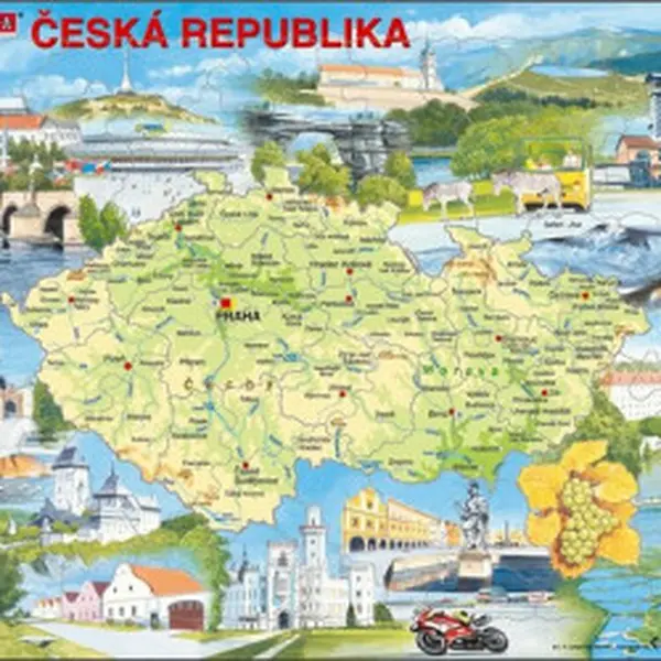 Puzzle MAXI - Mapa Česko  atraktivní místa/77 dílků