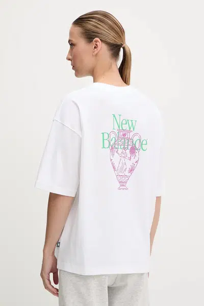 Bavlněné tričko New Balance dámské, bílá barva, WT51940WT