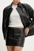 Kožená sukně Pinko černá barva, mini, pouzdrová, 104957 A2I1