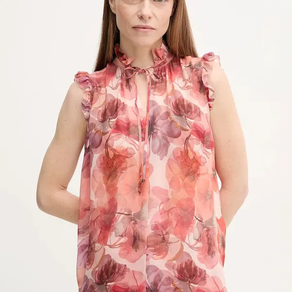 Halenka Marc Aurel dámská, červená barva, vzorovaná, 6291-1000-24784
