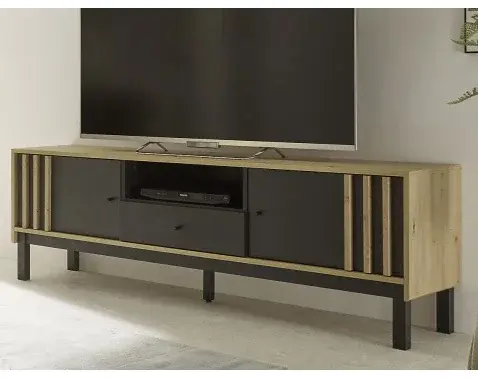 TV skrinka Volano, dub artisan/čierna%