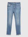 GAP Detské džínsy jeggings high rise distressed ankle with max stretch Modrá