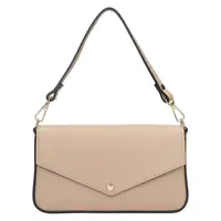 Dámska kožená plesová listová kabelka Italia Emka - béžová