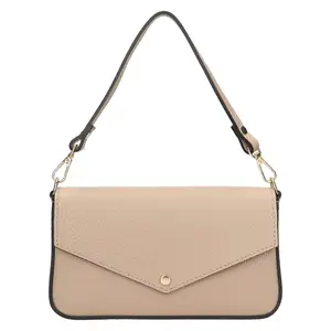Dámska kožená plesová listová kabelka Italia Emka - béžová