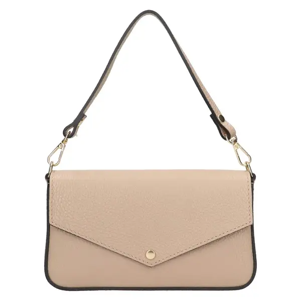 Dámska kožená plesová listová kabelka Italia Emka - béžová