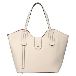 Dámska kožená kabelka Italia Zita - krémová