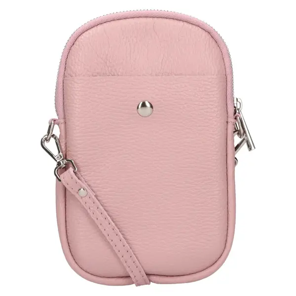 Dámská kožená kabelka na mobil a doklady Italia Monea - růžová