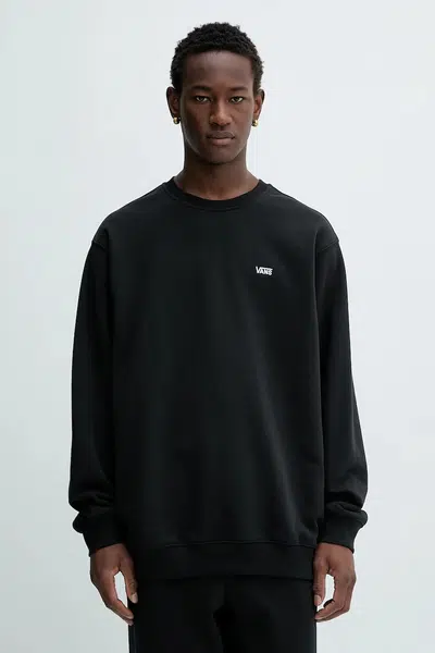 Bavlněná mikina Vans pánská, černá barva, hladká, VN000P20BLK1