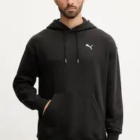 Bavlněná mikina Puma pánská, černá barva, s kapucí, hladká, 629648