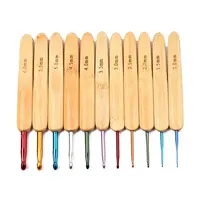 Bamboo Handle Aluminum Crochet Hook Needle Sets