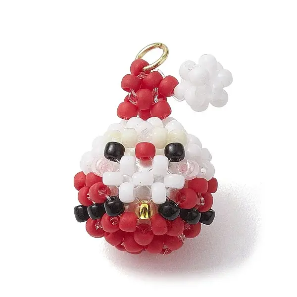Christmas Theme Handmade Glass Seed Beads Woven Pendants