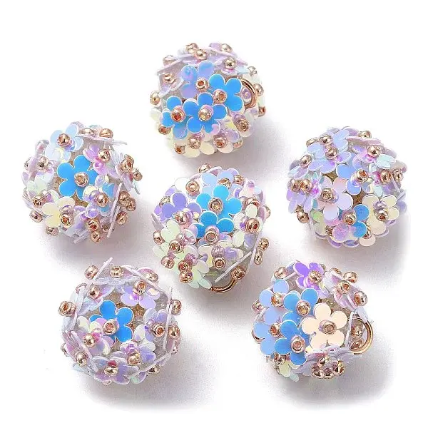 PVC Plastic Paillette with Glass Seed Beaded Pendants