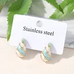 304 Stainless Steel Enamel Stud Earrings