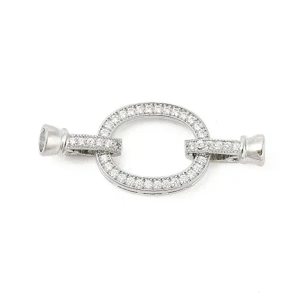 Brass Micro Pave Clear Cubic Zirconia Fold Over Clasps