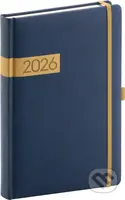 NOTIQUE Denný diár Twill 2026 (modro-zlatý) (s pútkom na pero, elastické zatváranie)