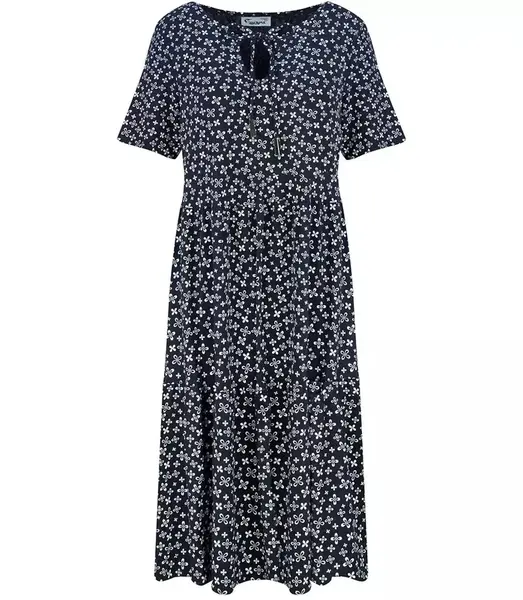 Trapeze summer dress with a white MIDI print