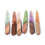 Opaque Resin and Walnut Wood Pendants