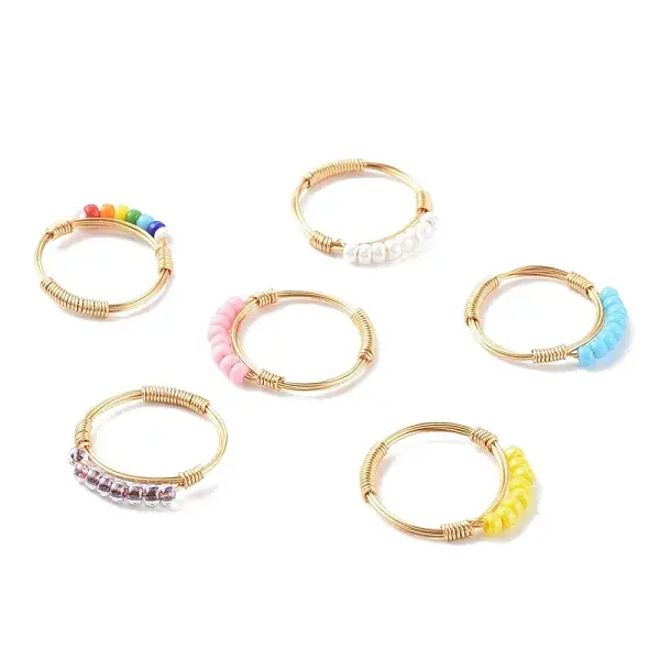 Adjustable Glass Seed Beads Finger Rings