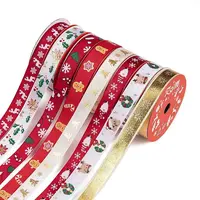 8 Rolls 8 Styles Christmas Printed Polyester Ribbon Sets