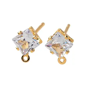 Brass Micro Pave Cubic Zirconia Stud Earring Findings