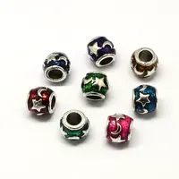 Alloy Enamel Rondelle Large Hole European Beads