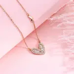 925 Sterling Silver Clear Cubic Zirconia Heart Pendant Cable Chain Necklaces for Women