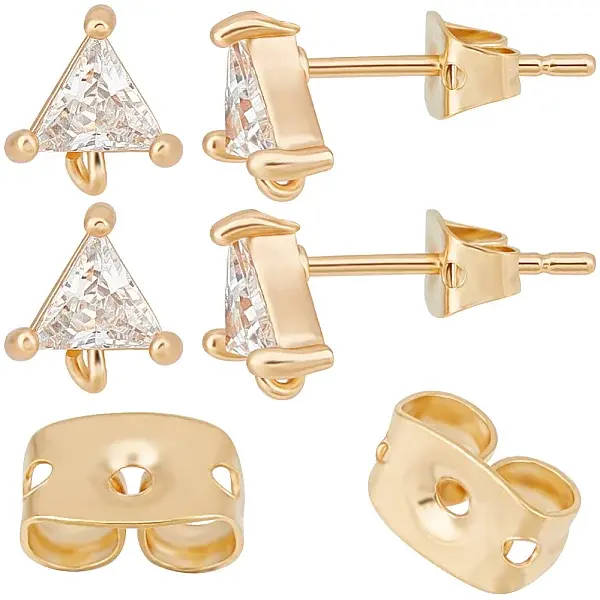 10Pcs Brass Stud Earring Findings