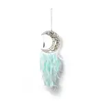 Natural Amazonite Chips Beaded Tree of Life Moon with Feather Pendant Decorations