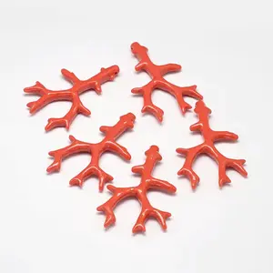 Branch Dyed Synthetical Coral Big Pendants