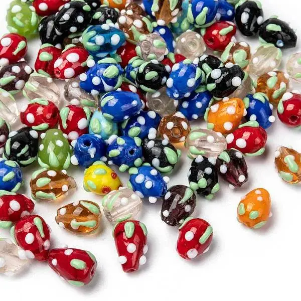 Handmade Lampwork 3D Strawberry Beads