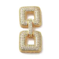 Brass Micro Pave Clear Cubic Zirconia Fold Over Clasps