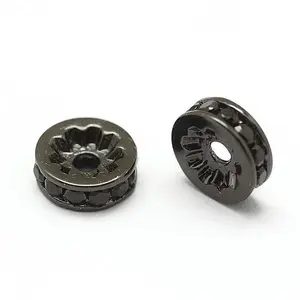 Brass Micro Pave Grade AAA Cubic Zirconia Bead Spacers