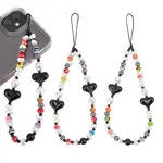 2Pcs Colorful Beads Plastic Pearl Heart Beaded Chain Moblie Straps