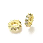 Brass Micro Pave Clear Cubic Zirconia Beads