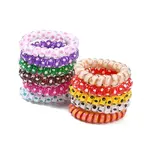 Printed Plastic Telephone Cord Elastic Hair Ties