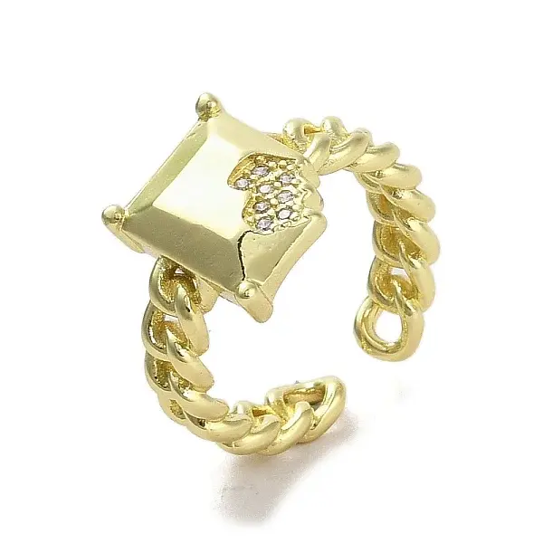 Brass Pave Cubic Zirconia Open Cuff Rings