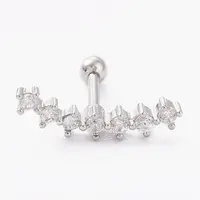 Brass Micro Pave Clear Cubic Zirconia Barbell Cartilage Earrings