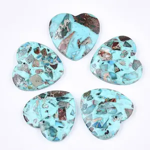 Assembled Synthetic Imperial Jasper and Turquoise Pendants