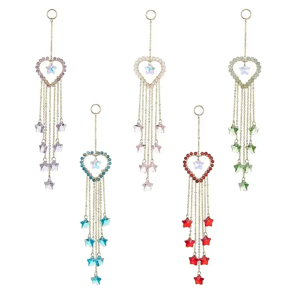 Natural Gemstone Heart Pendant Decorations
