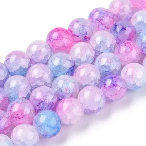 Baking Paint Crackle Glass Beads Strands