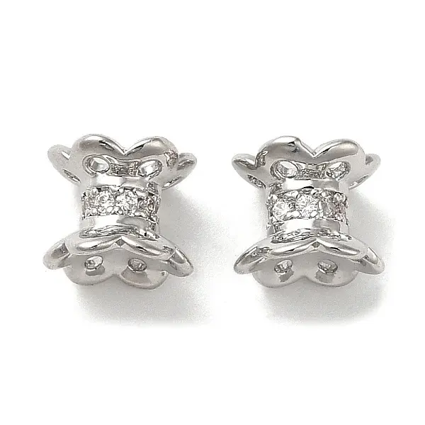 Brass Micro Pave Cubic Zirconia Spacer Beads